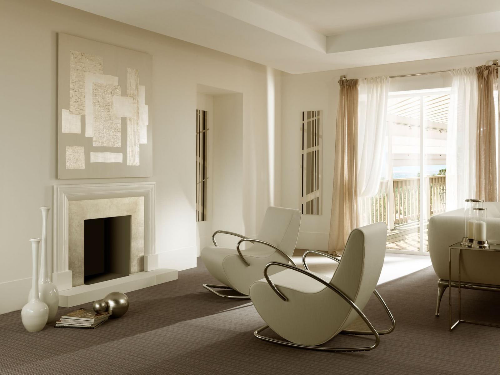 CAMILLA Rocking fabric armchair with armrests