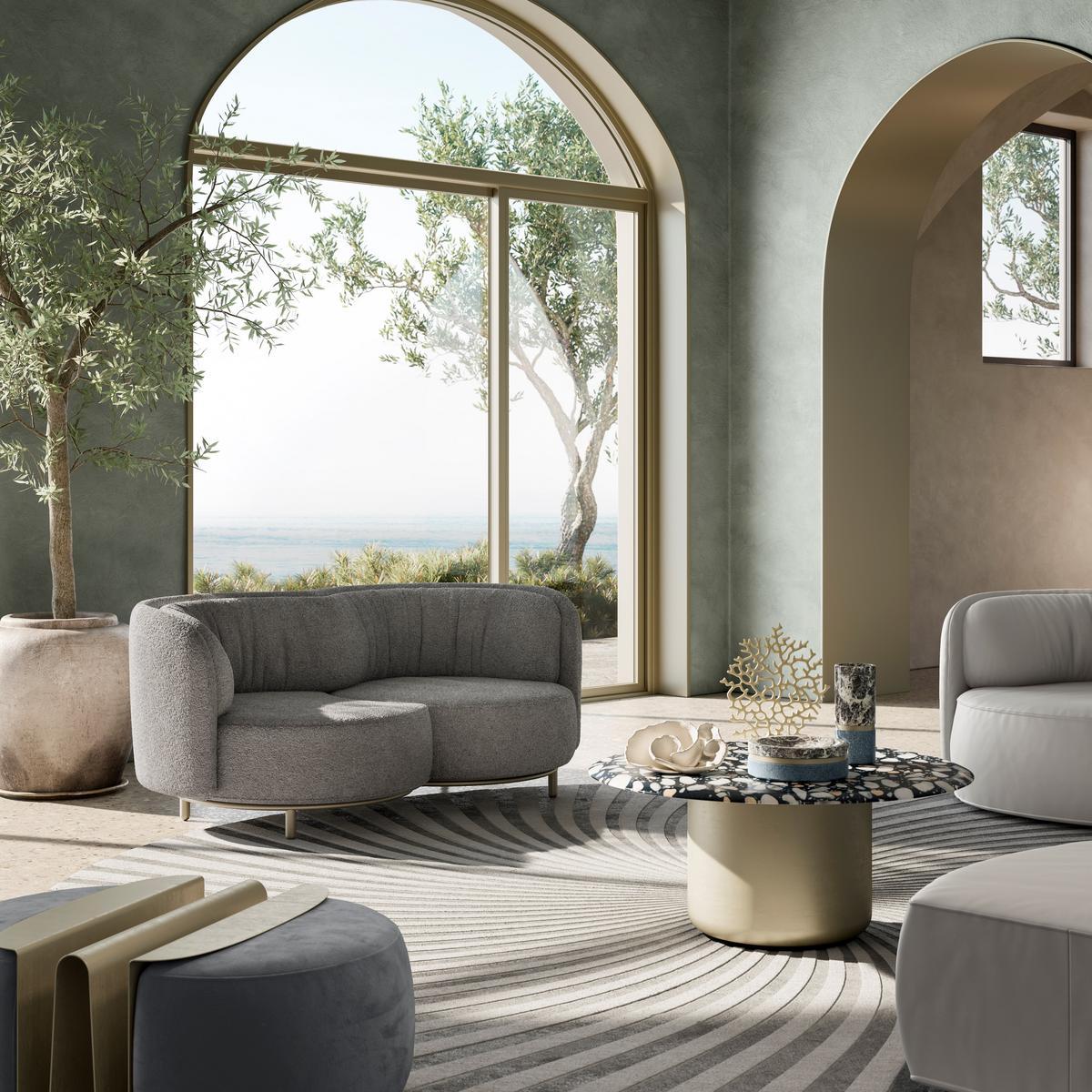 WAVE Round pouf with integrated magazine rack