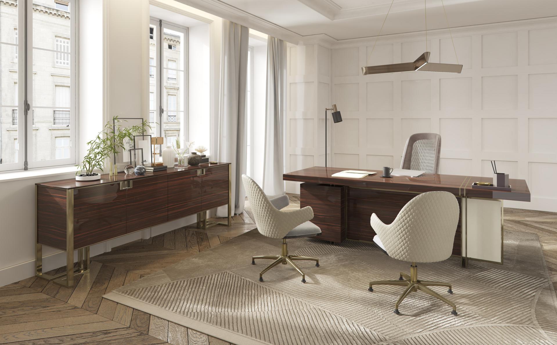 MONDRIAN Rectangular wooden office desk with drawers