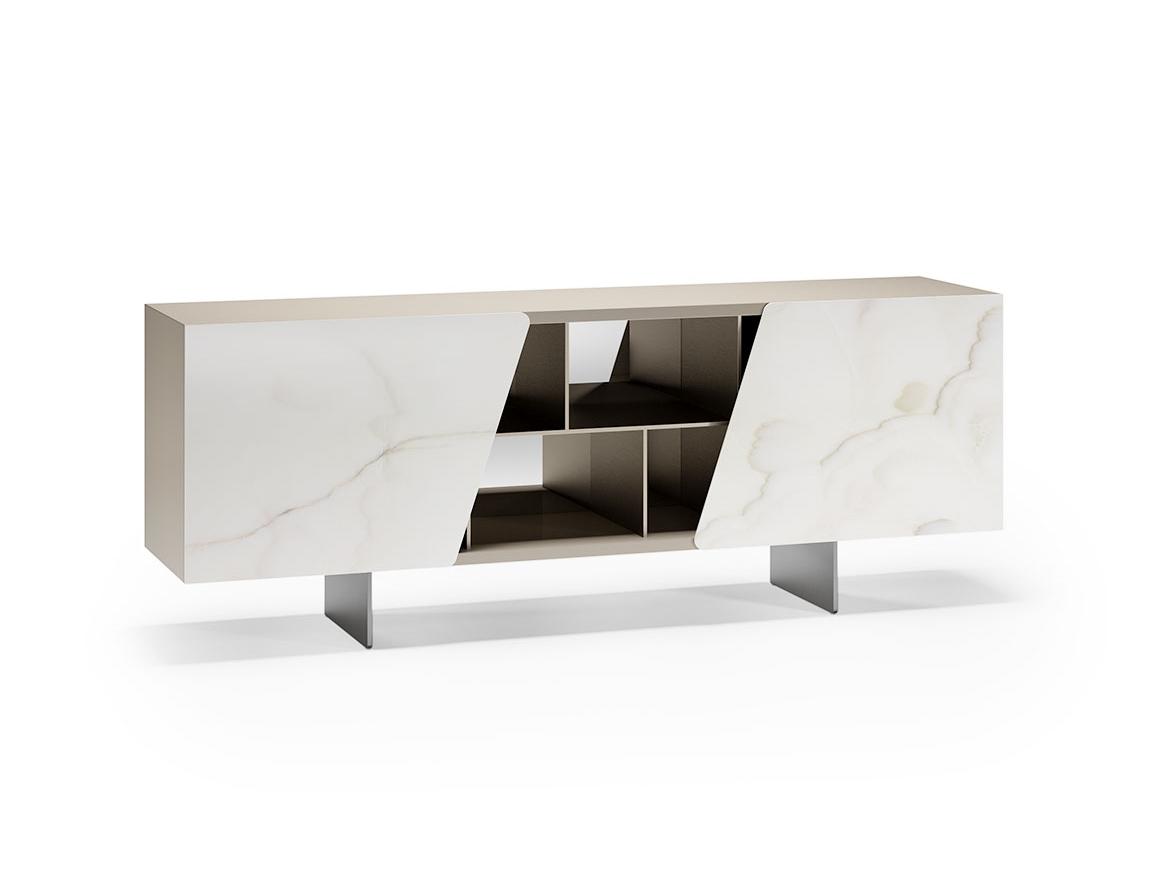 VERTIGO Glass sideboard with sliding doors