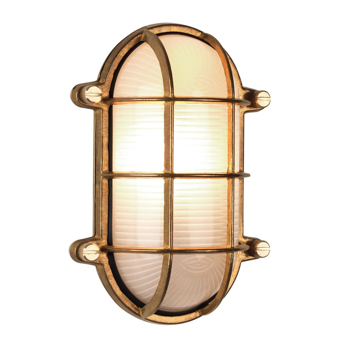 THURSO OVAL LED outdoor wall lamp in brass and glass