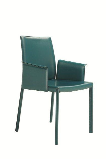 NUVOLA PBLR Contemporary style upholstered tanned leather chair with armrests
