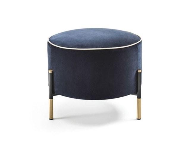 KEVIN Upholstered round fabric pouf
