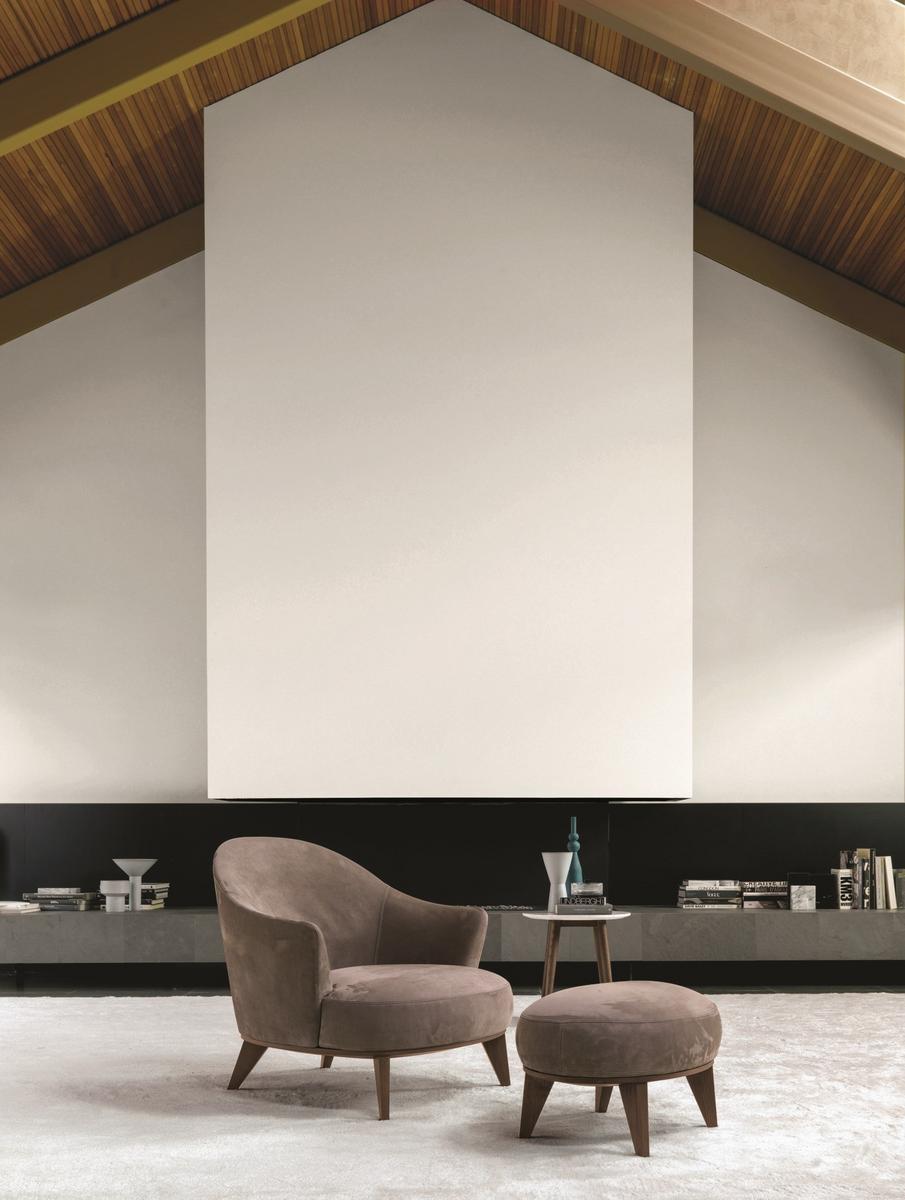 ALASIA Fabric armchair with removable cover with footstool