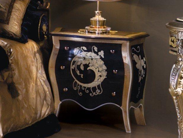 3150 Rounded wooden bedside table with drawers