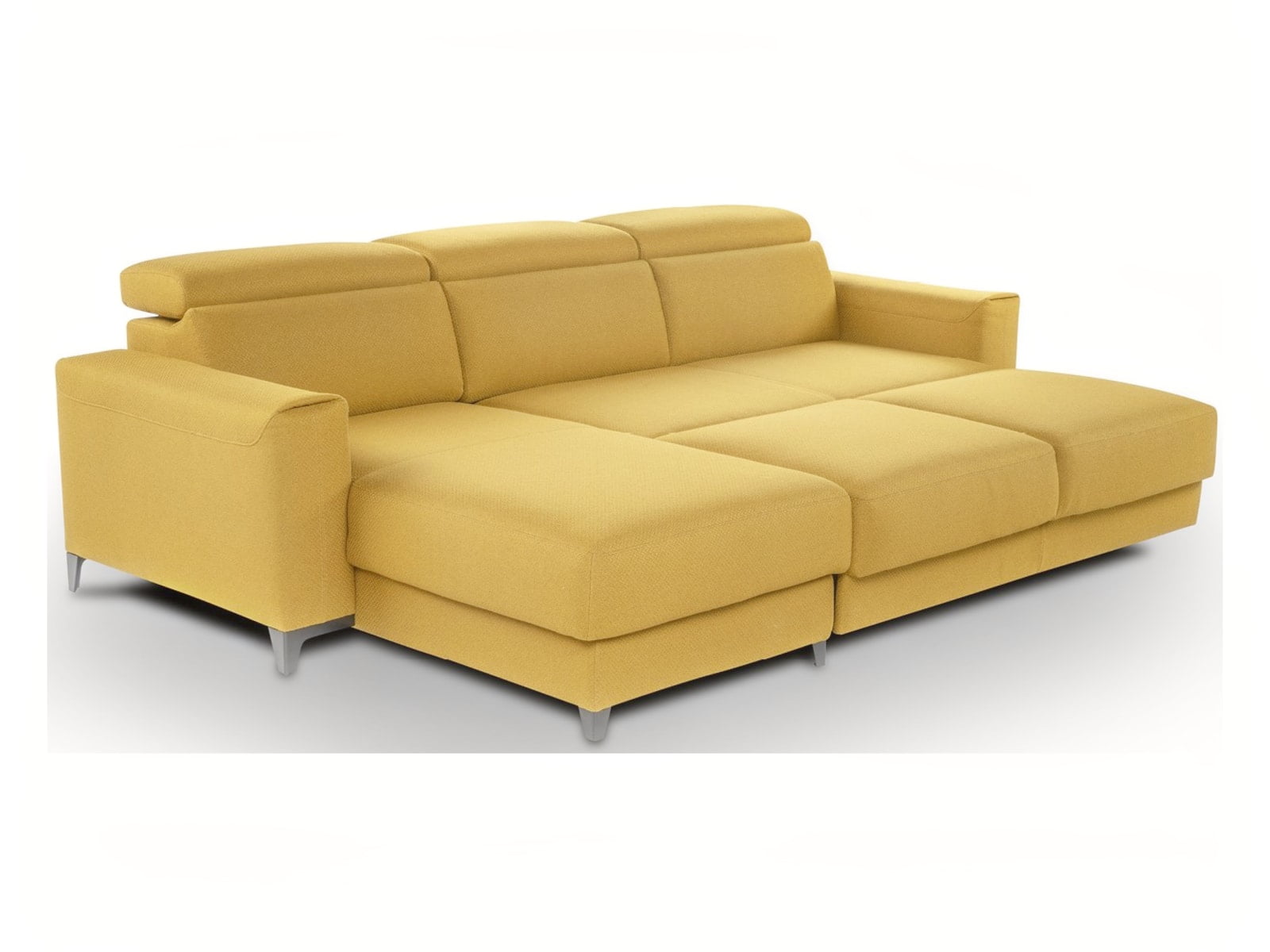 OPLÀ Innovative sofa-bed transitions seamlessly with a flip mechanism; includes storage space and adjustable headrests for ultimate functionality and comfort.
