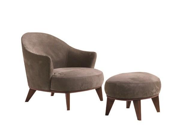 ALASIA Fabric armchair with removable cover with footstool