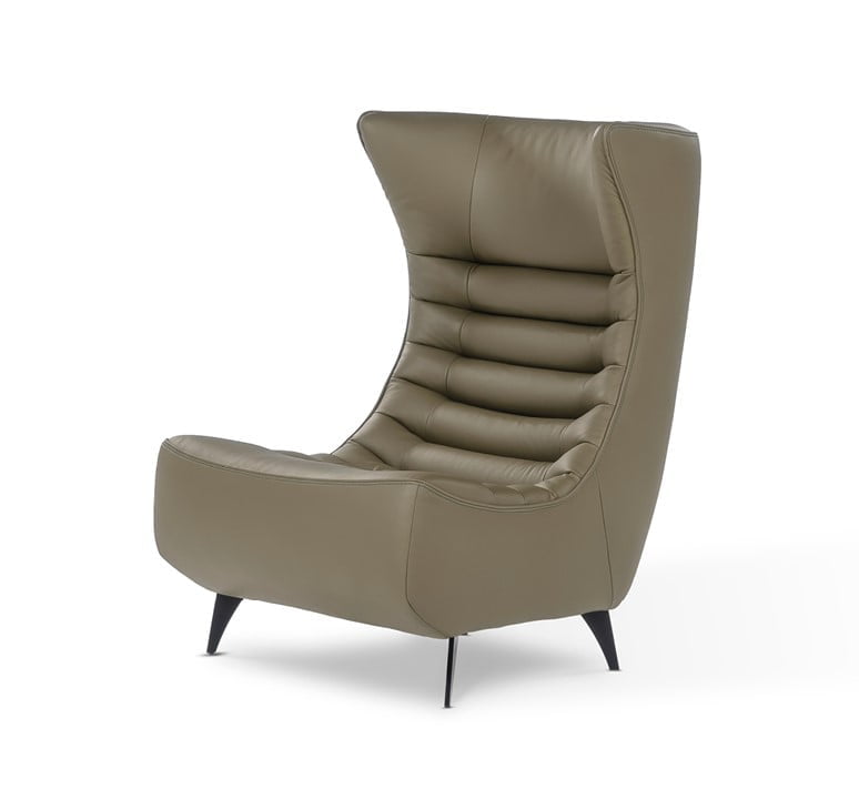 GERRIT The 'Gerrit' armchair is a comfortable, modern classic with quilting detail that extends to a matching footstool. Optional swivel base and customizable finishes cater to personal or office use.
