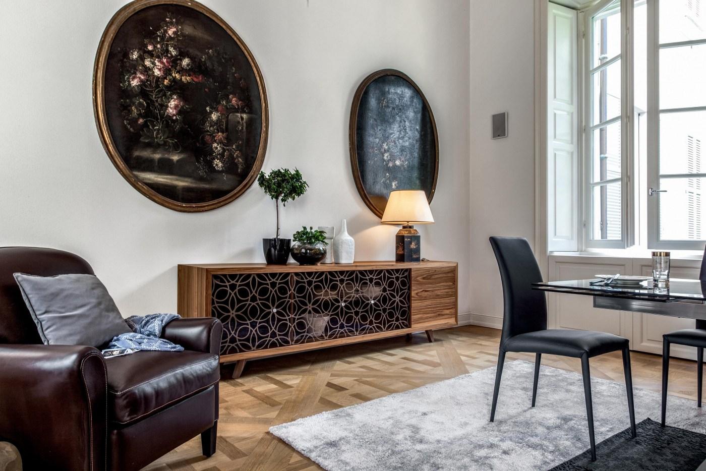 GRANADA Wood and glass sideboard with doors