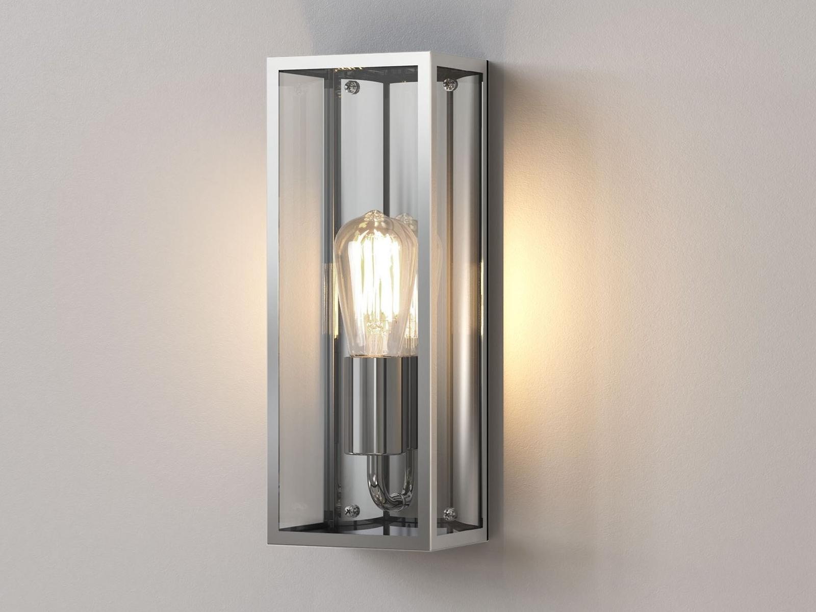 MESSINA Glass and steel outdoor wall lamp with dimmer