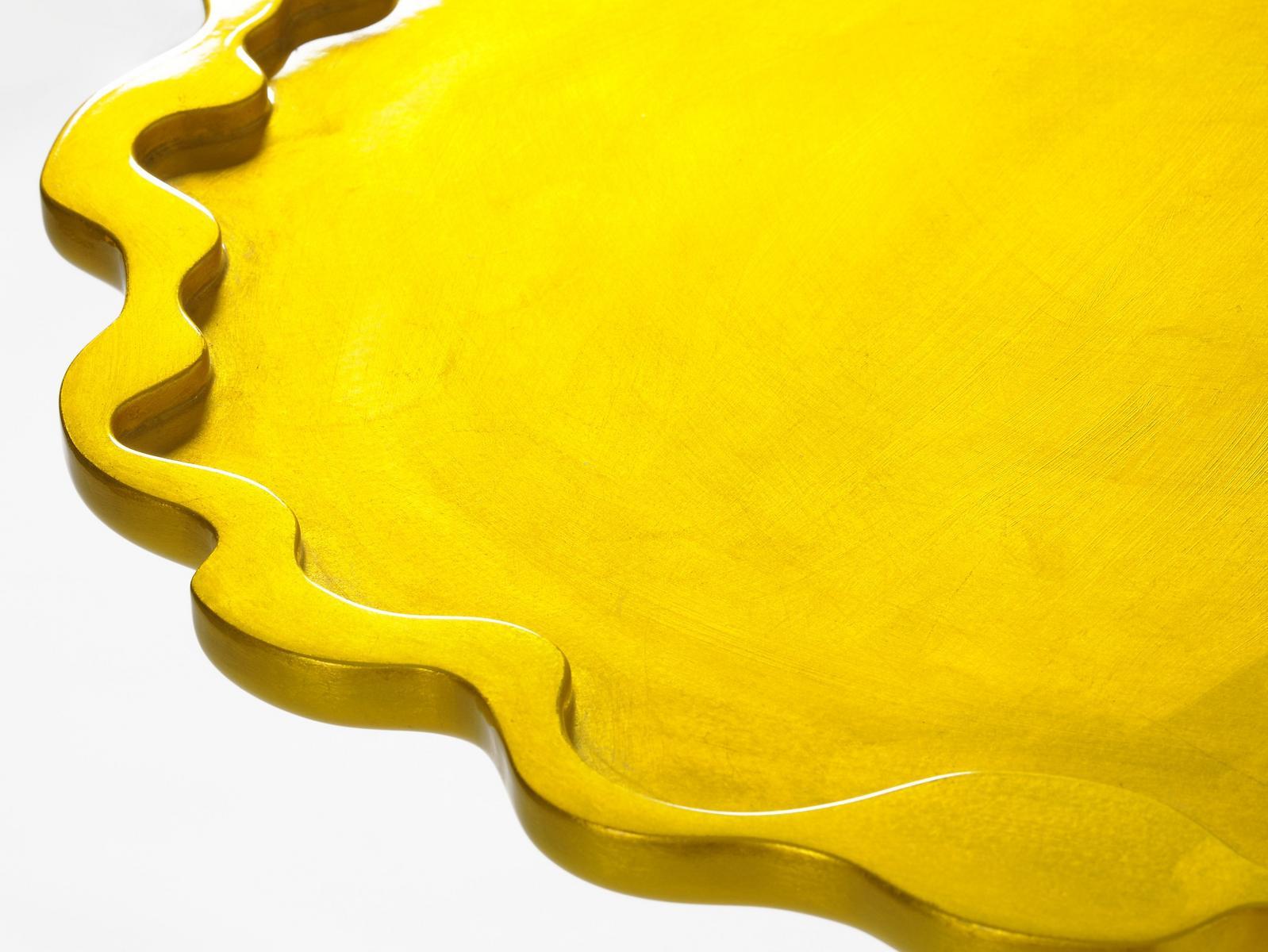 SHIELD Round wooden high side table with 3-star base