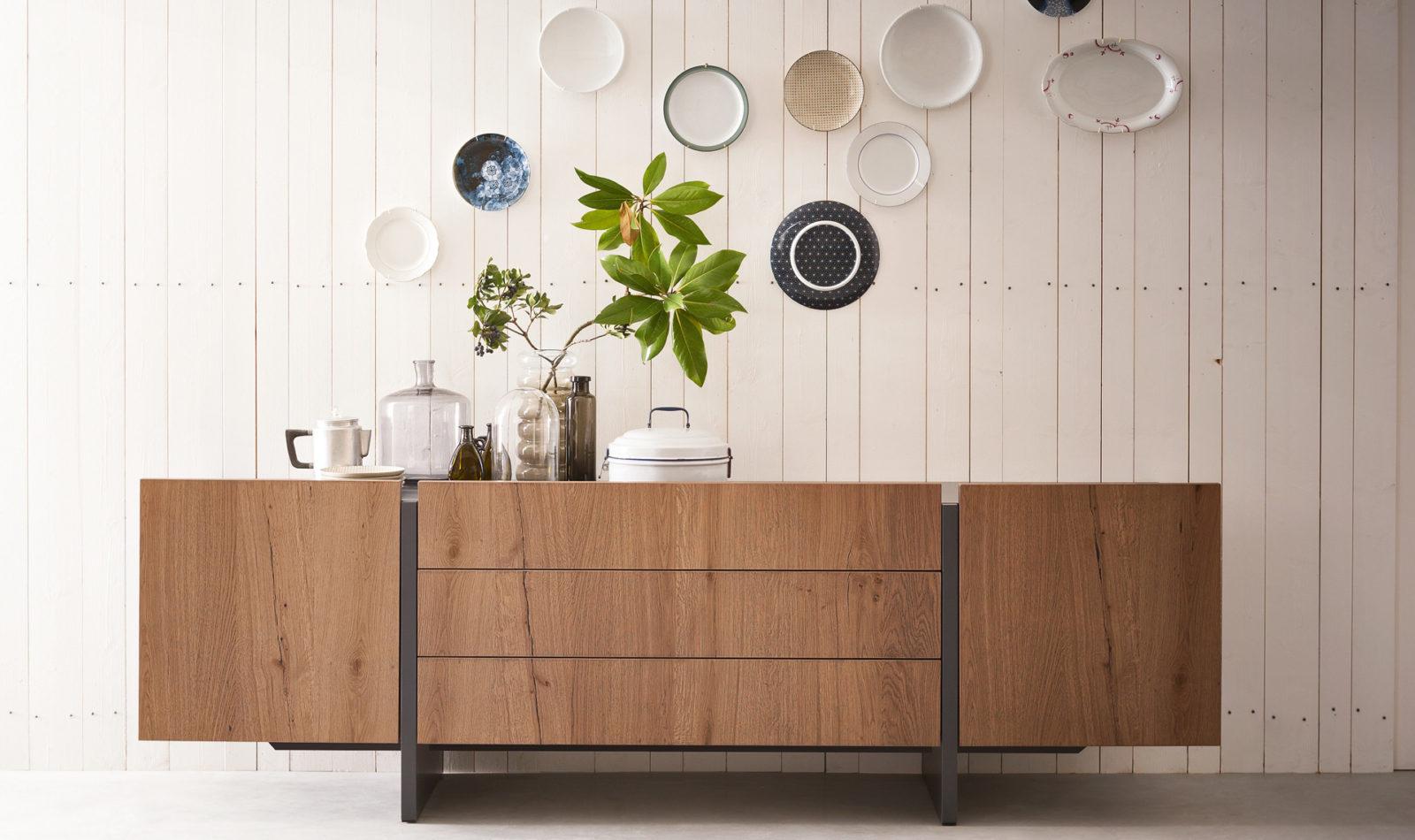 RECTA Modular veneer sideboard with doors