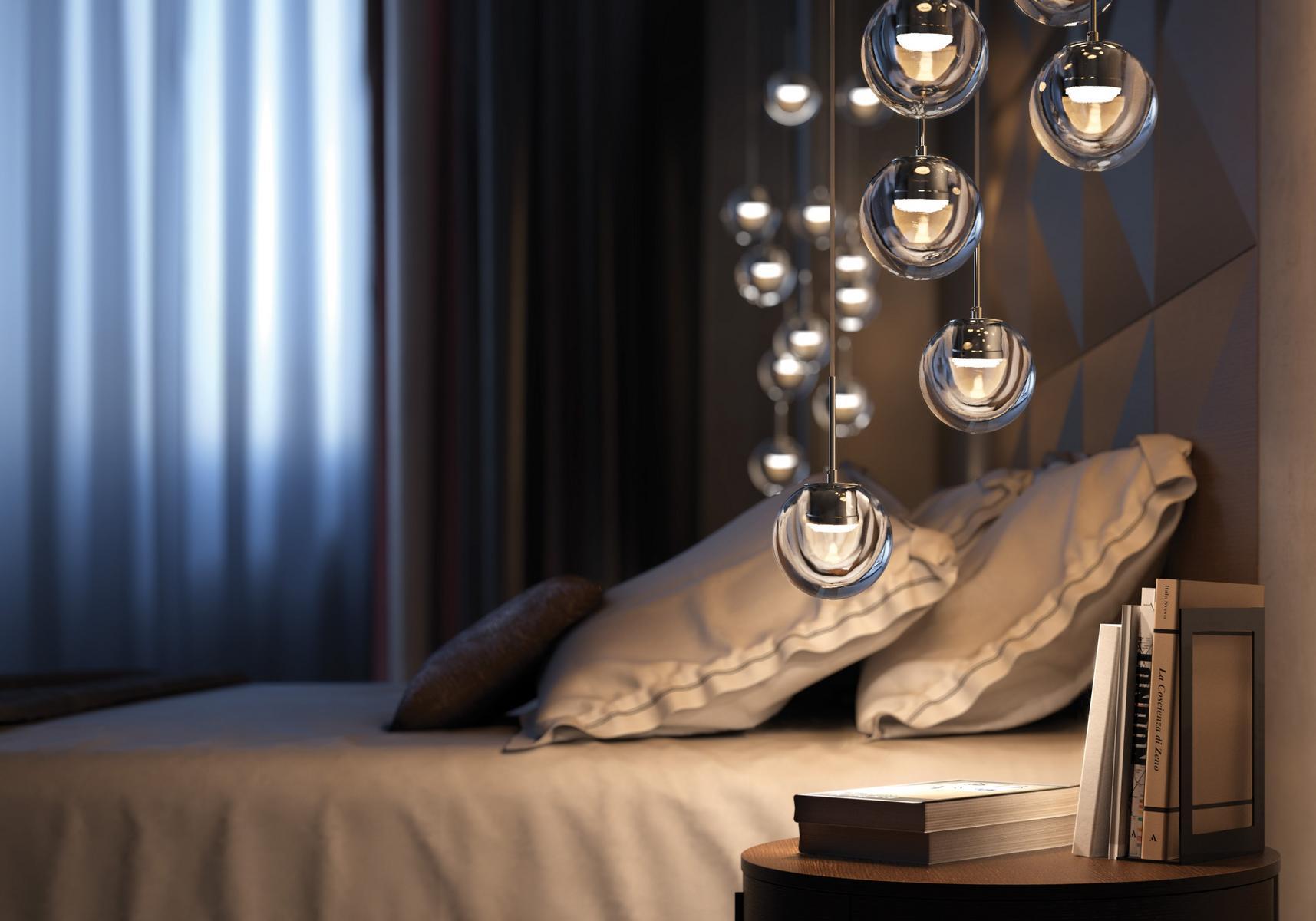 DEW LED glass and aluminium pendant lamp