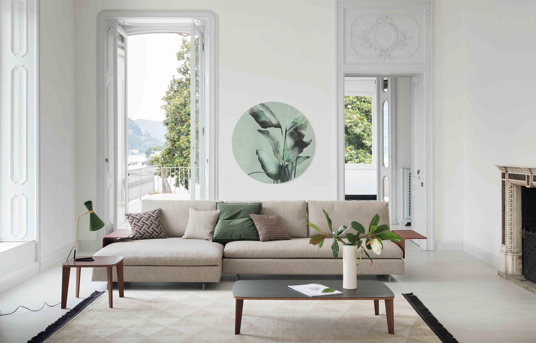 GOSSIP Upholstered fabric sofa with removable cover with chaise longue