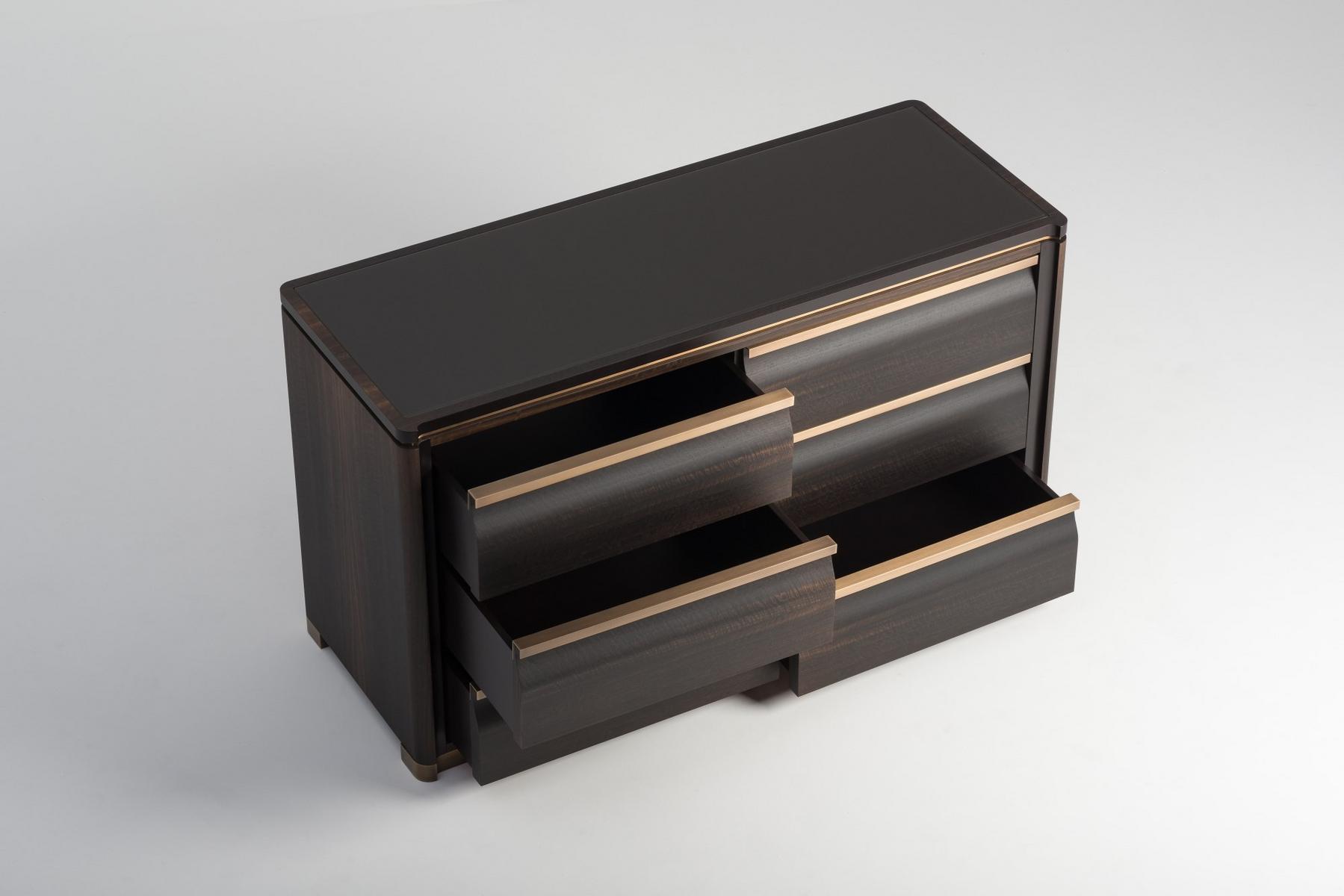 ERCOLE Eucalyptus chest of drawers with integrated handles