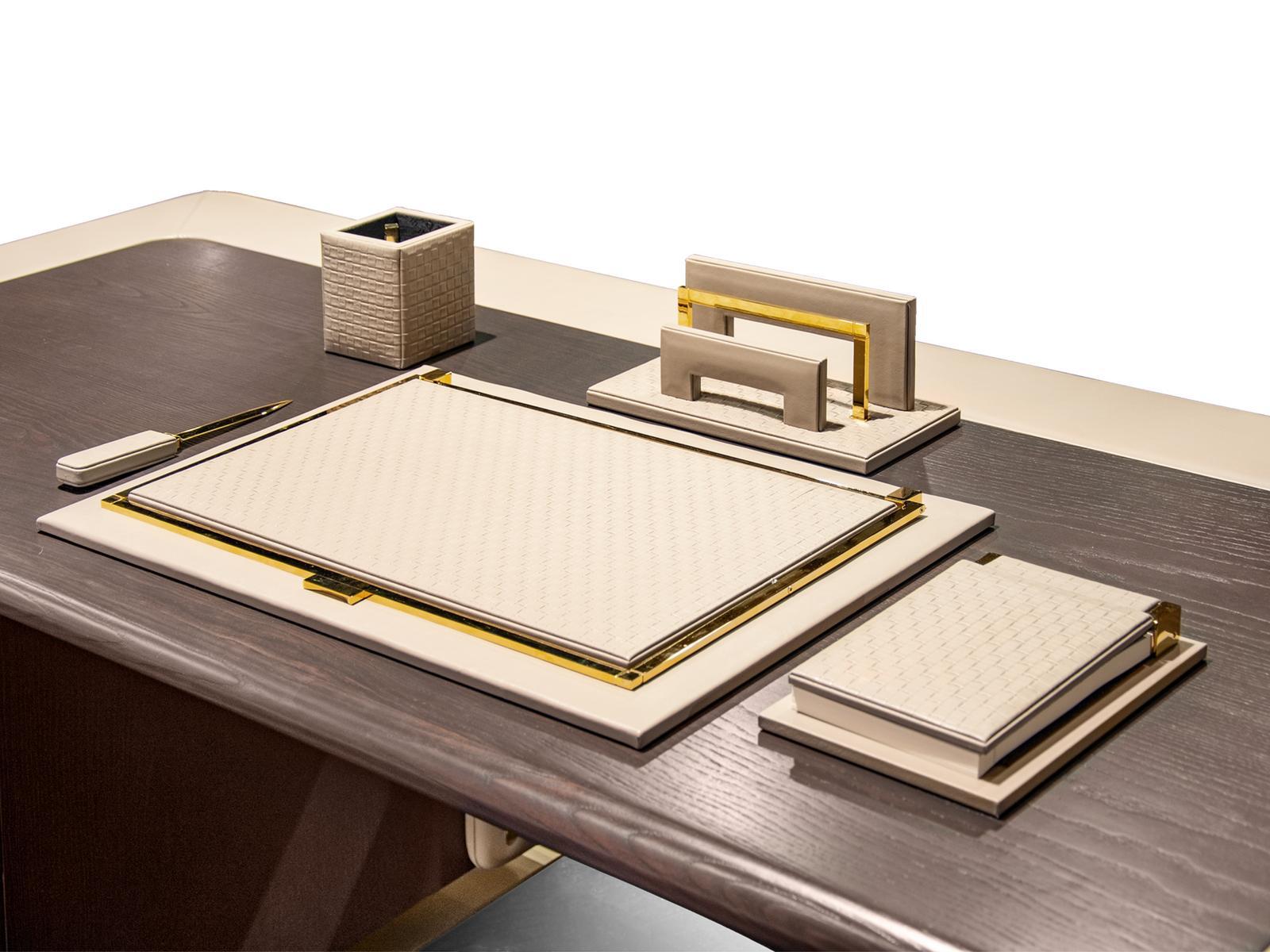YANGOON Leather executive desk with drawers