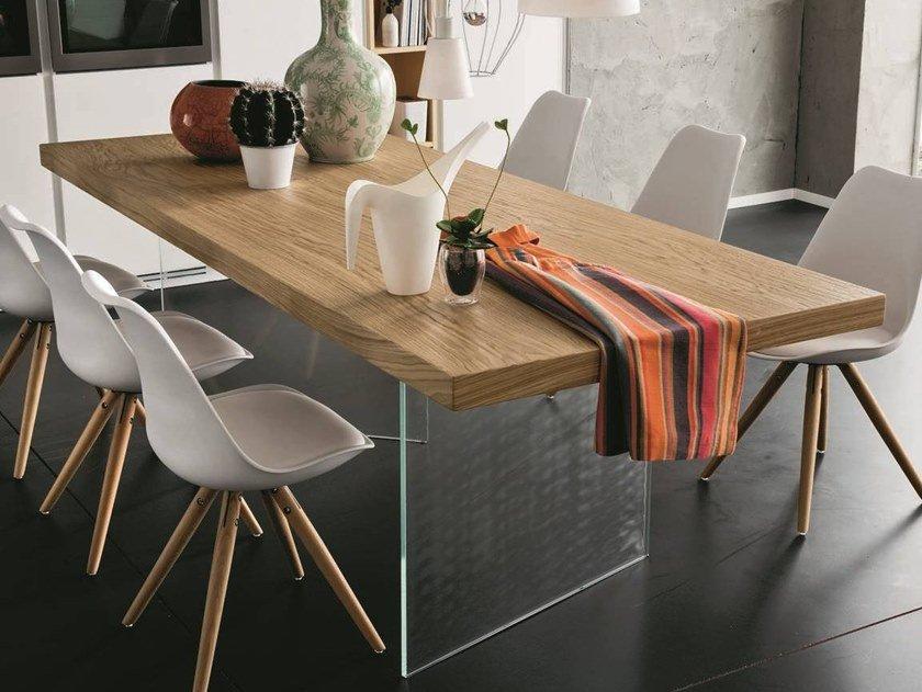 NIZZA + ICE Rectangular wood and glass dining table