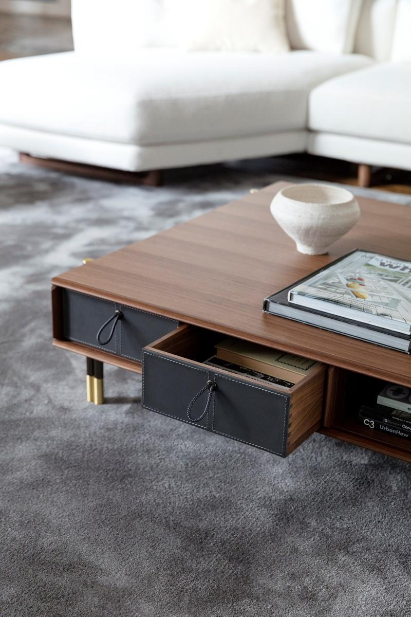 BAYUS Low rectangular coffee table in canaletta walnut