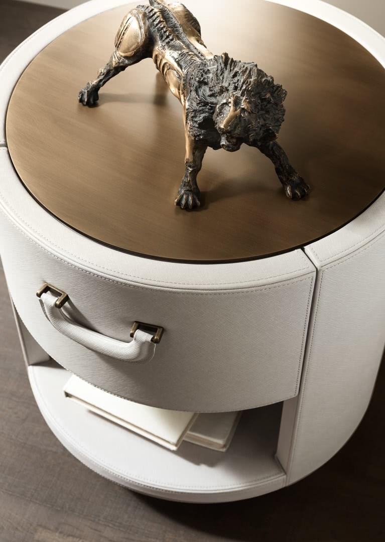 VALENTINO Round leather bedside table