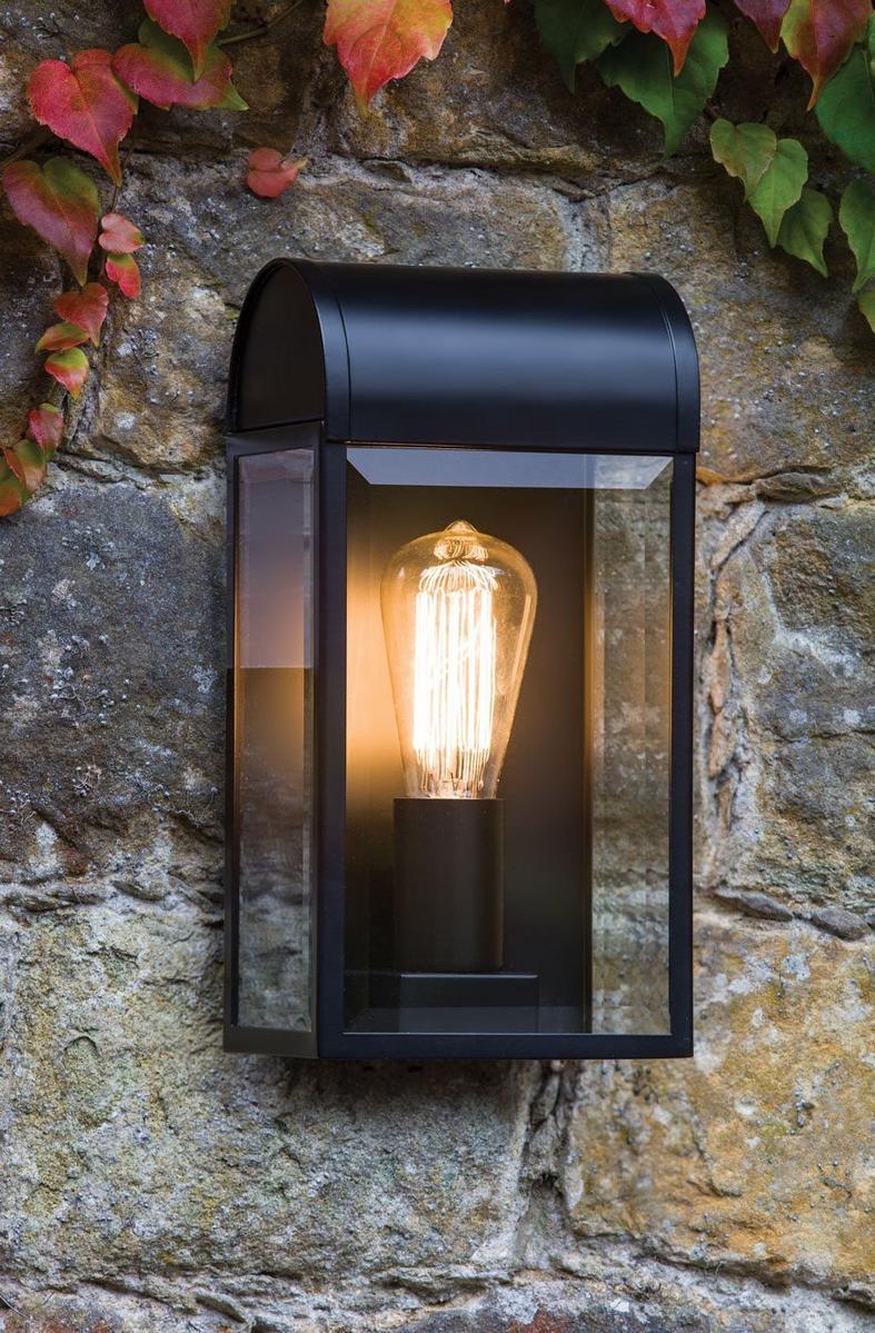 NEWBURY Glass and steel outdoor wall lamp with dimmer