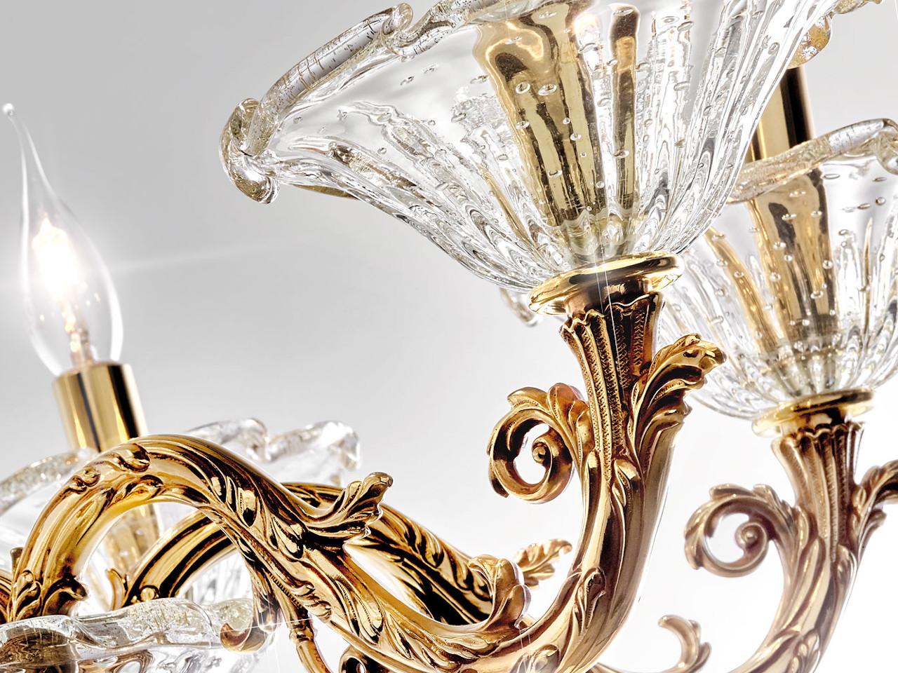 CHARLOTTE 4795/10+5 Shaded gold plated chandelier with glass