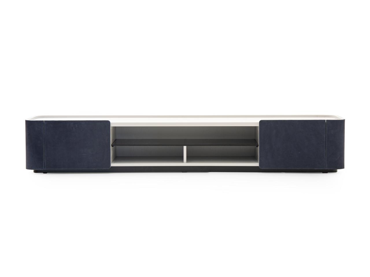DOWNTOWN Leather TV cabinet with doors