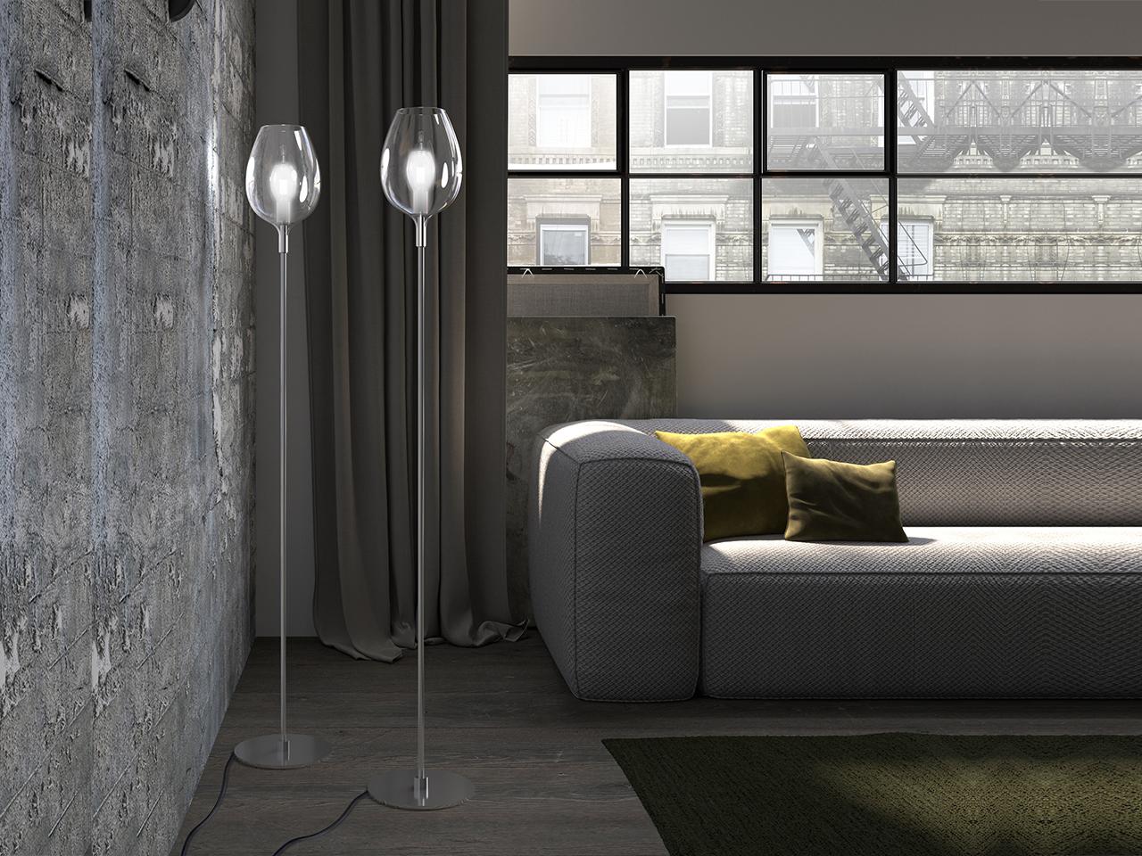 ROSÈ 3050/P1 LED indirect light blown glass floor lamp