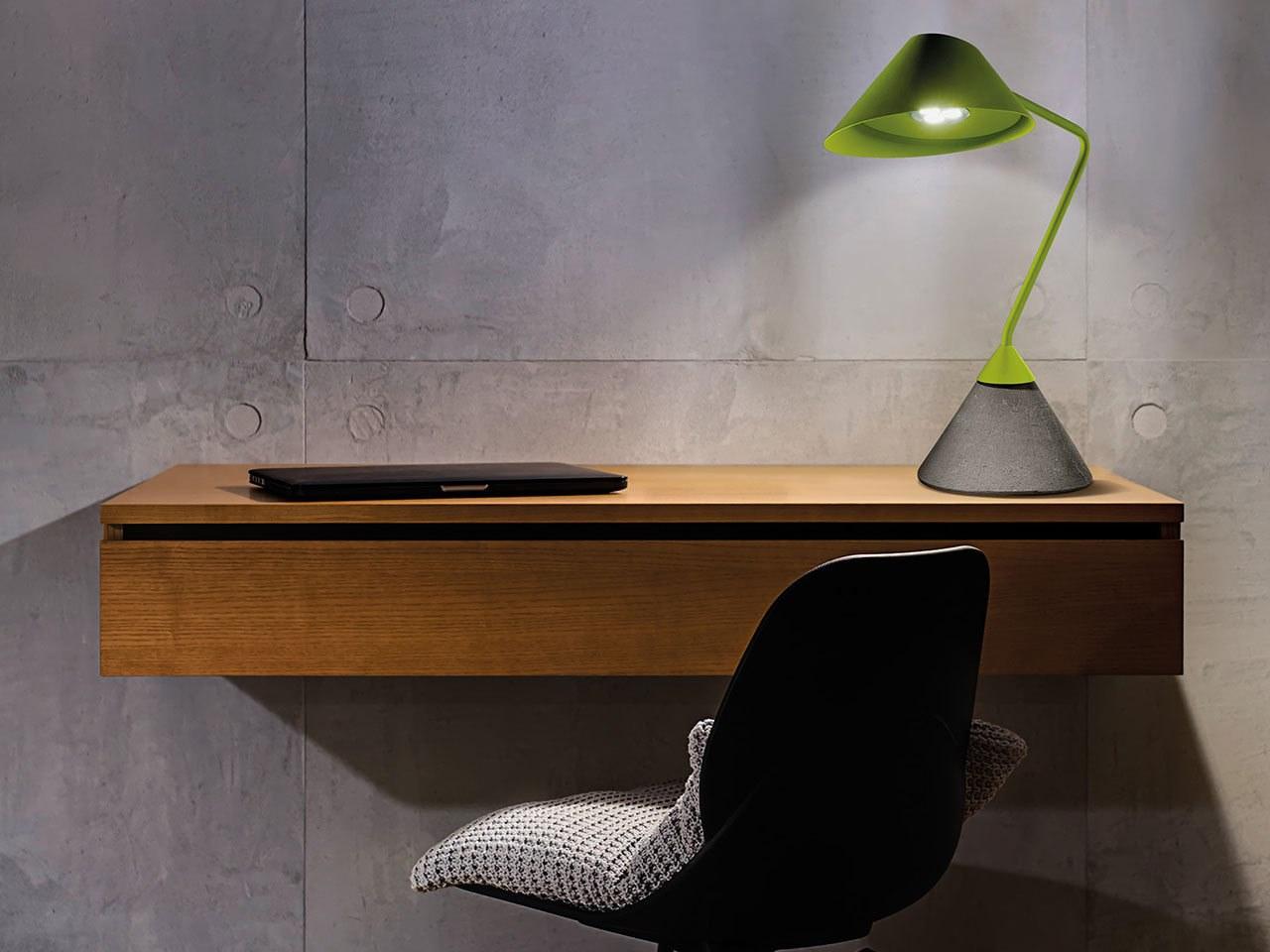 FLAMINGO LED with swing arm metal table lamp with cement base FLAMINGO LED with swing arm metal table lamp with cement base