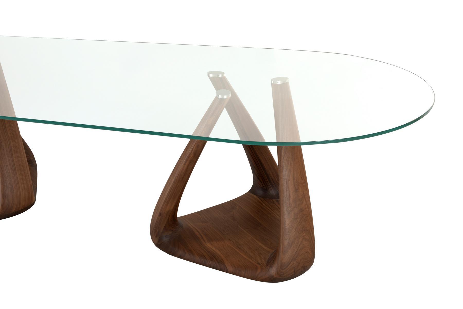 BIG RIZOMA Oval glass table and walnut base