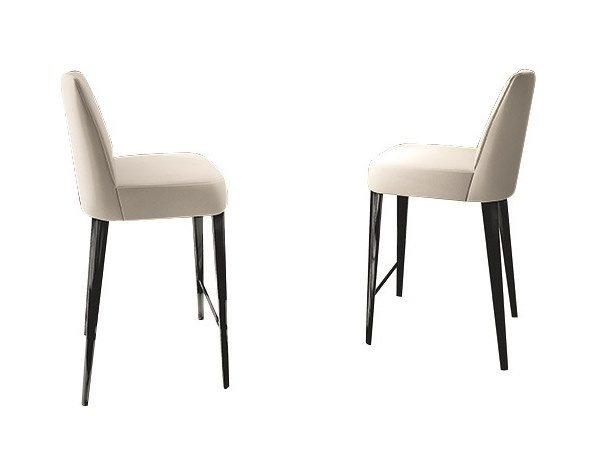 KELLY High leather stool with back