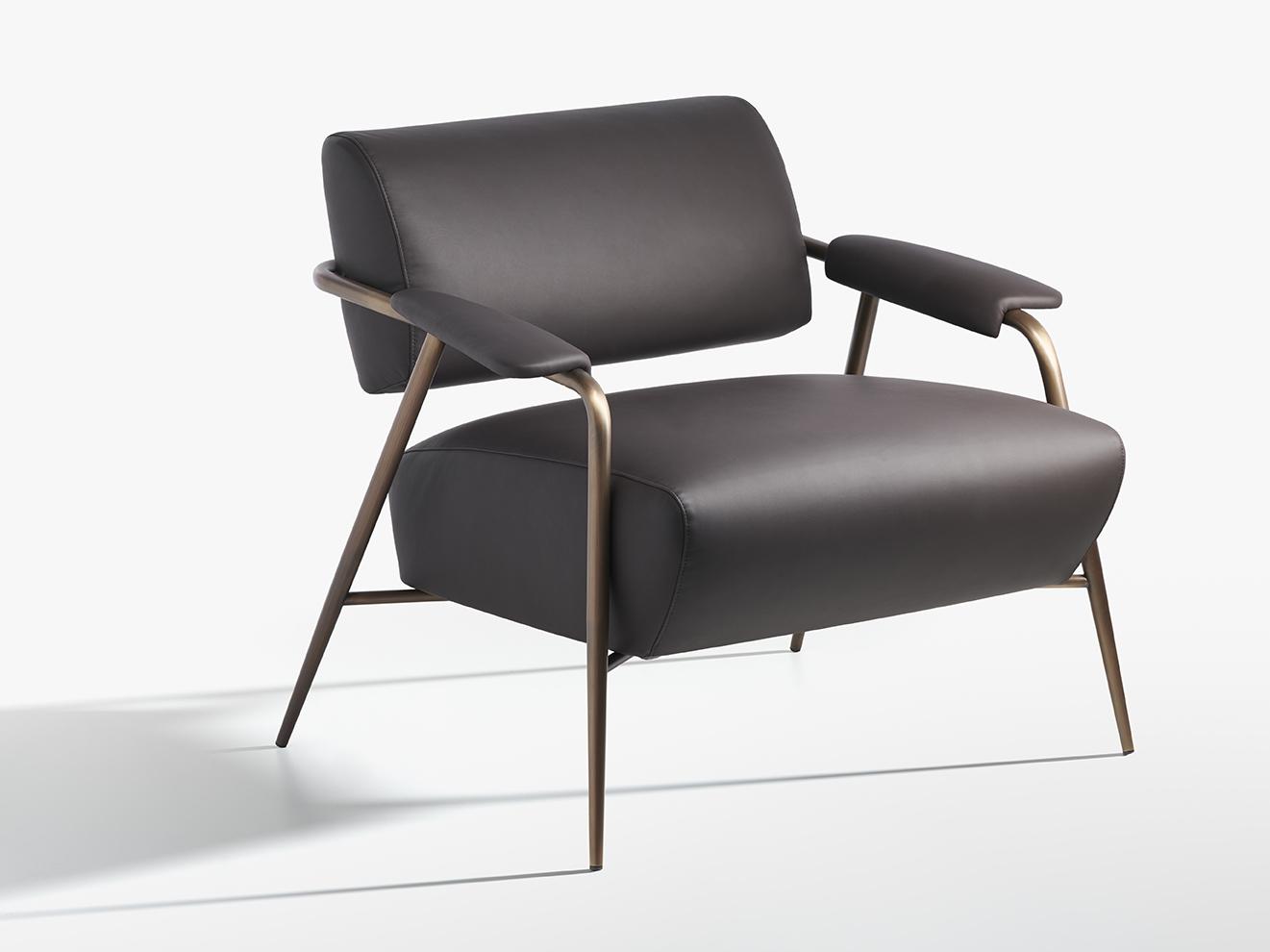 STAY Leather armchair with armrests