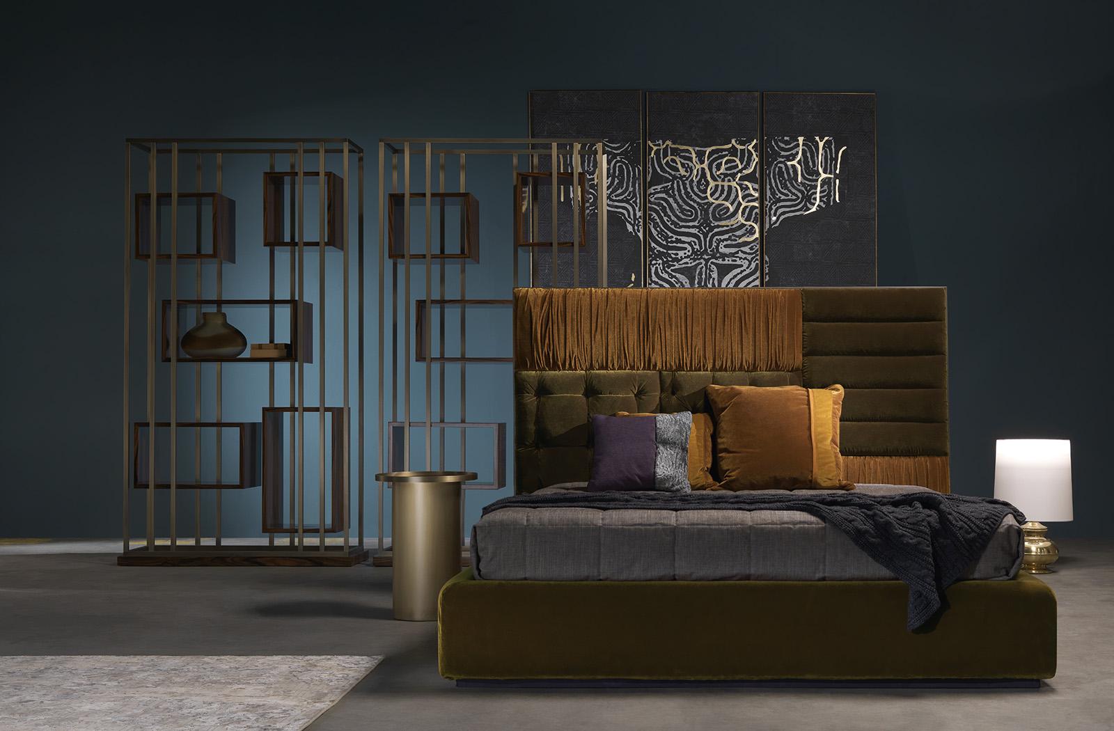 MACKINTOSH Open double-sided brass bookcase