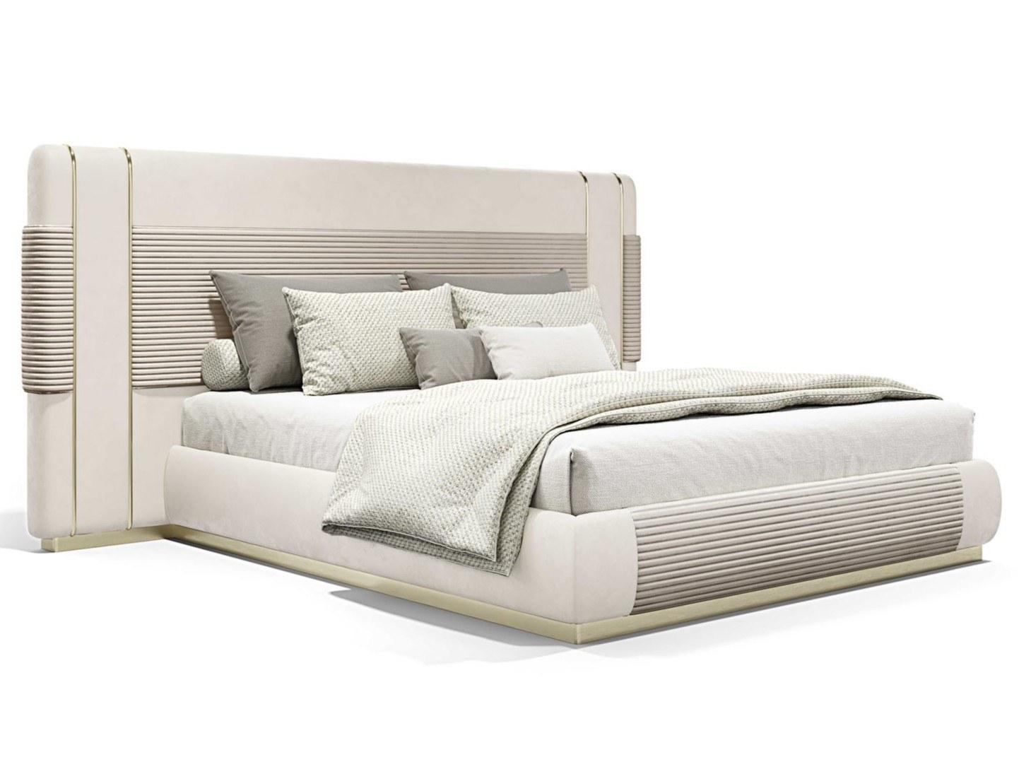FREY Fabric double bed with high headboard