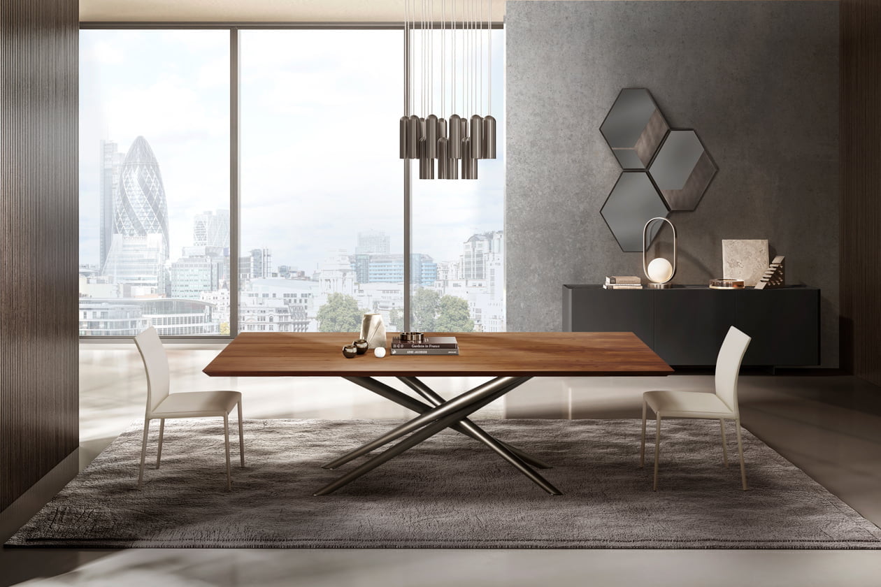 BALY WOOD Rectangular veneer table in a modern style
