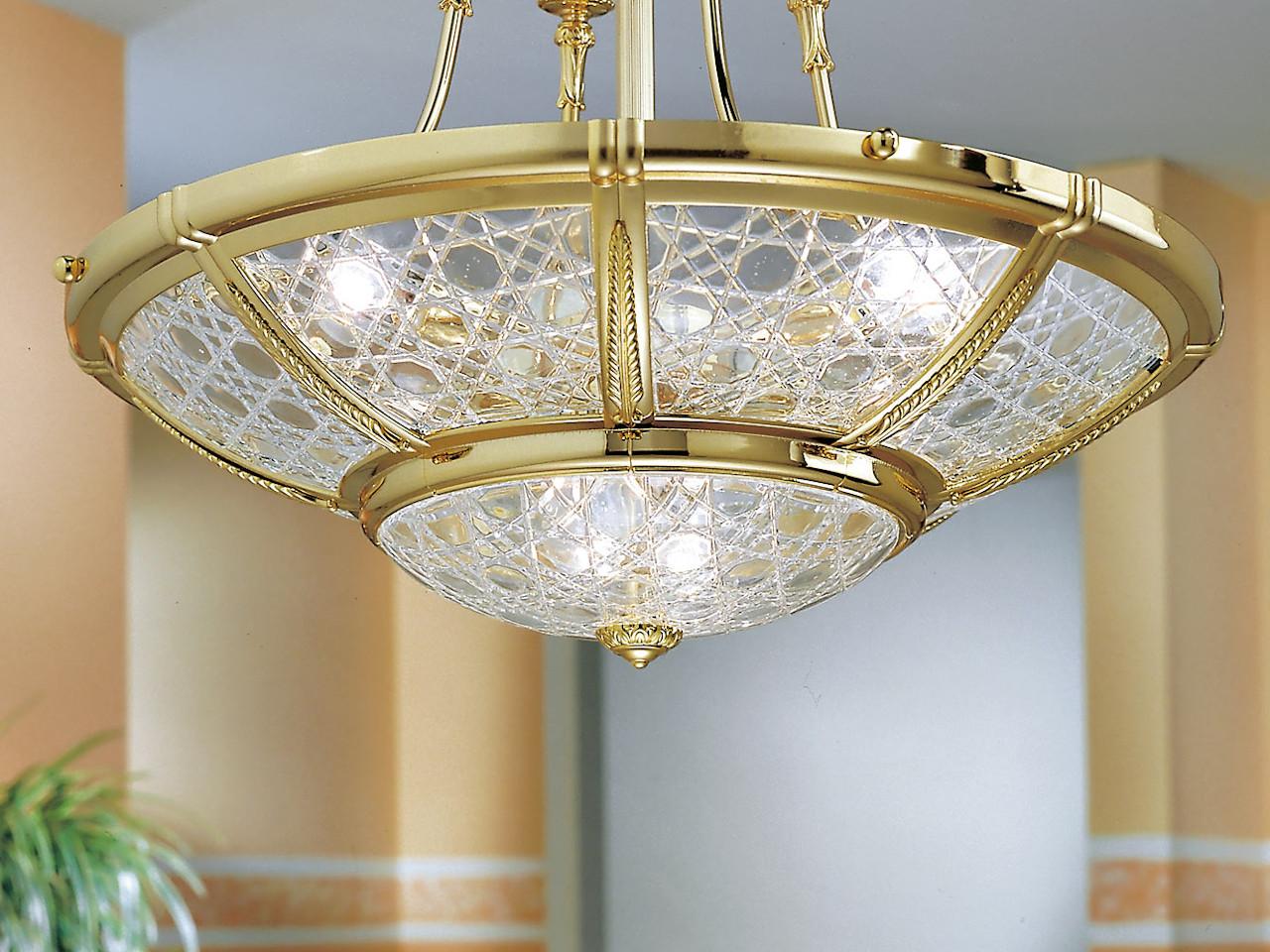 GIOTTO 1898/6-C Gold plated chandelier with crystal