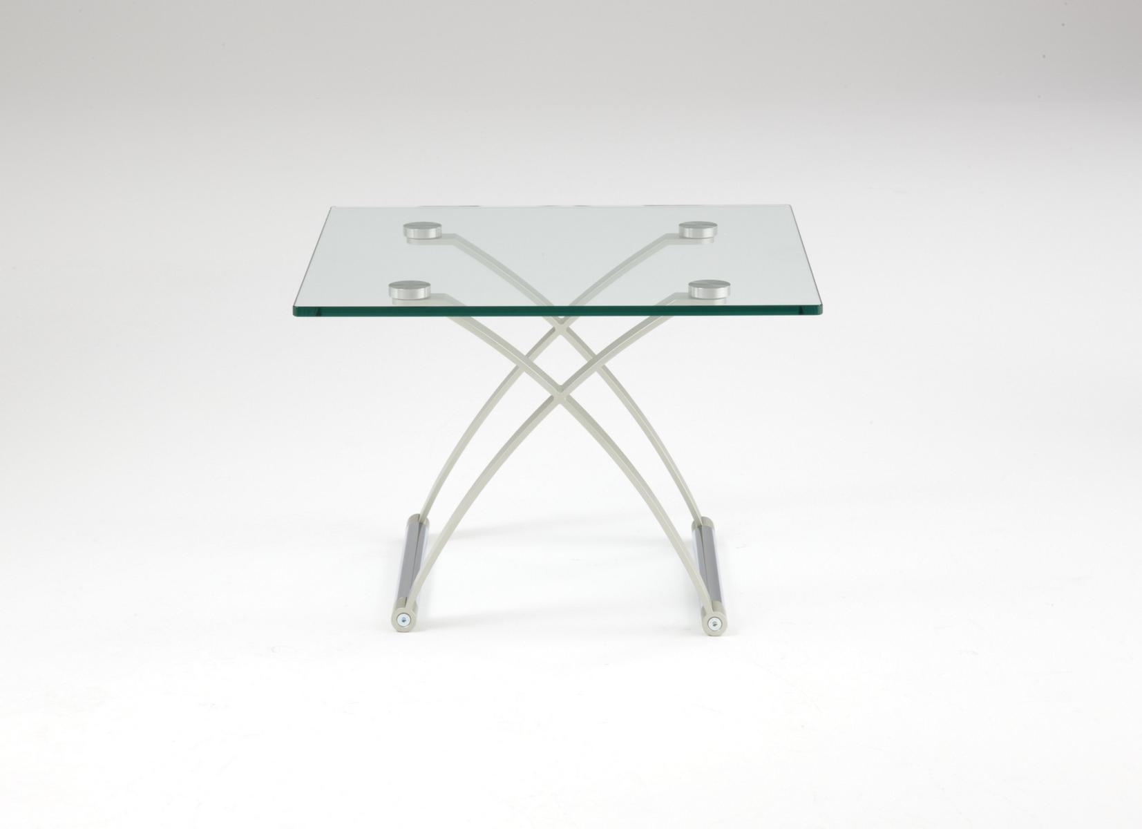 1150 Square glass and steel coffee table