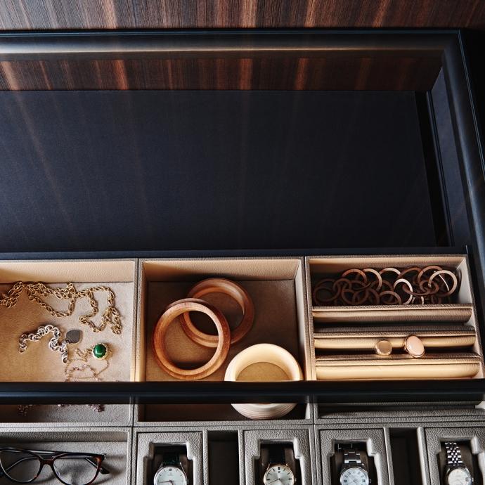 GLISS MASTER Sectional wood and glass wardrobe
