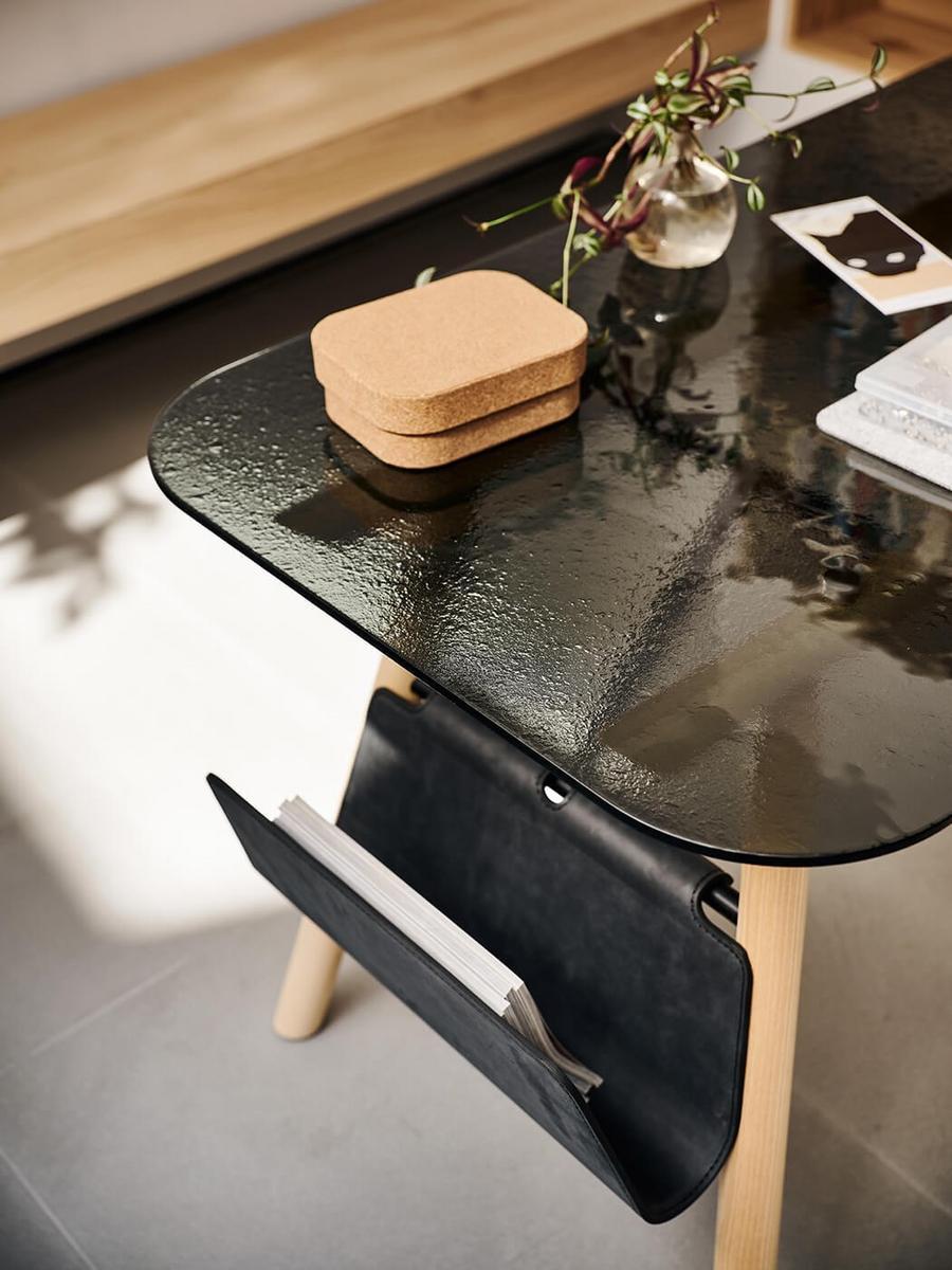 SUITE Rectangular desk in ash and glass top