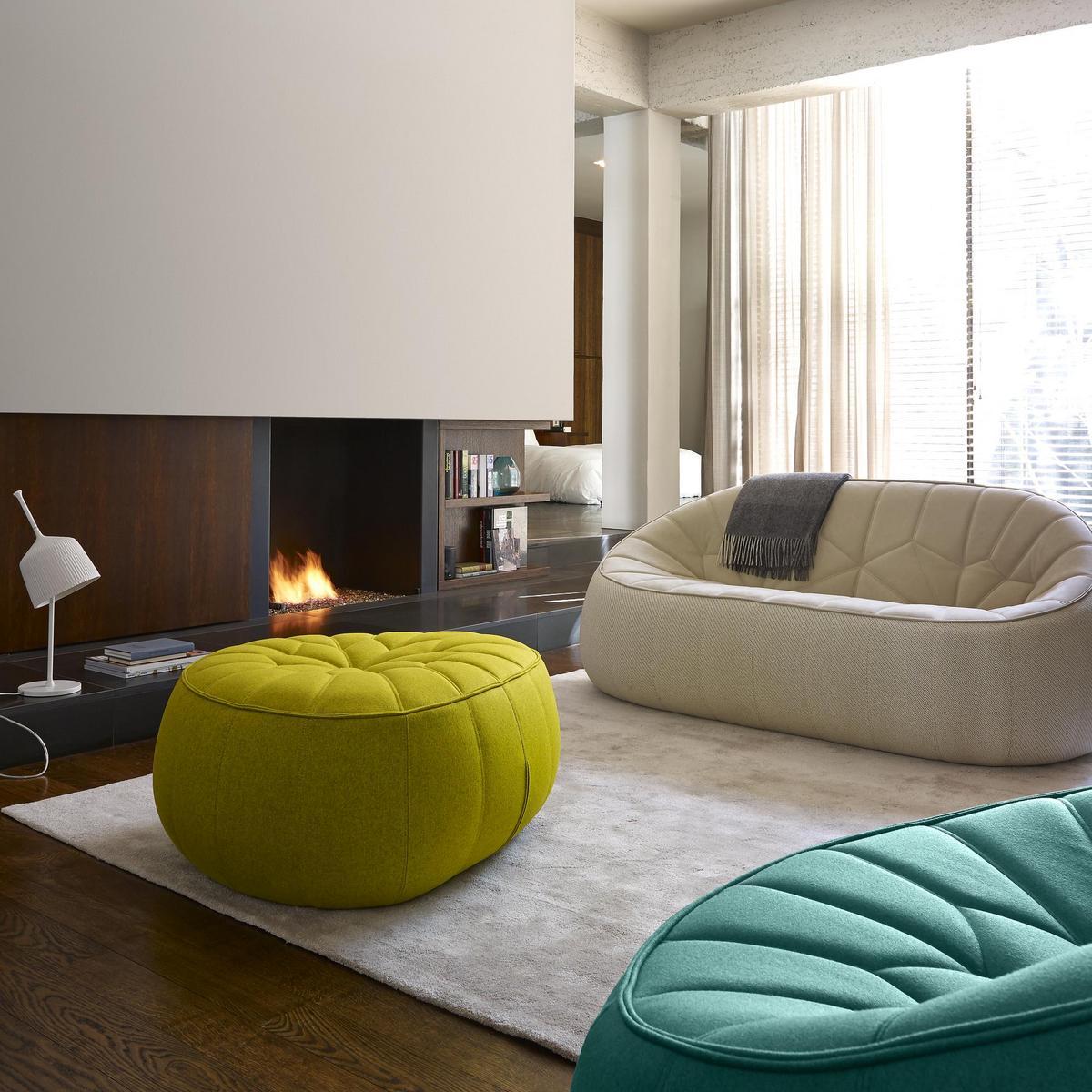 OTTOMAN Upholstered fabric pouf