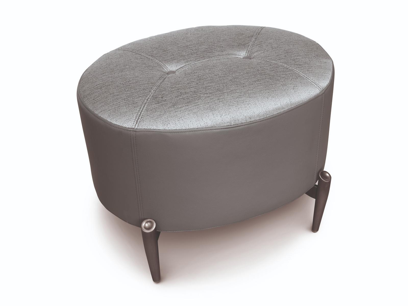 AFRODITE Tufted upholstered oval leather pouf