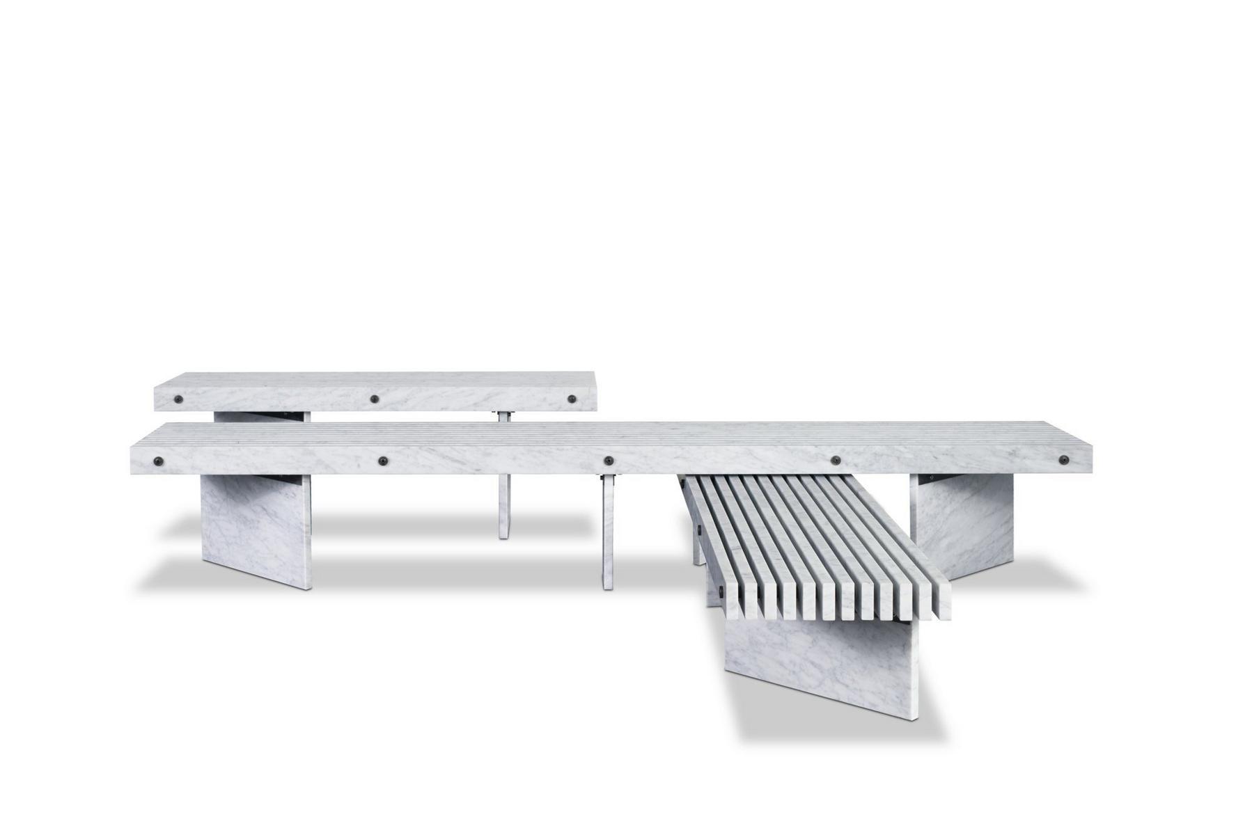 RAIL Rectangular marble coffee table