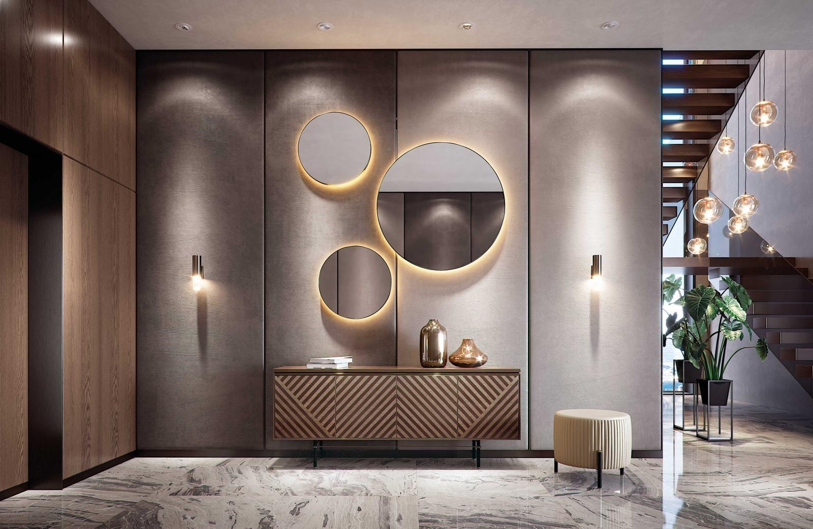RONDÒ D70 Round framed wall-mounted marble mirror