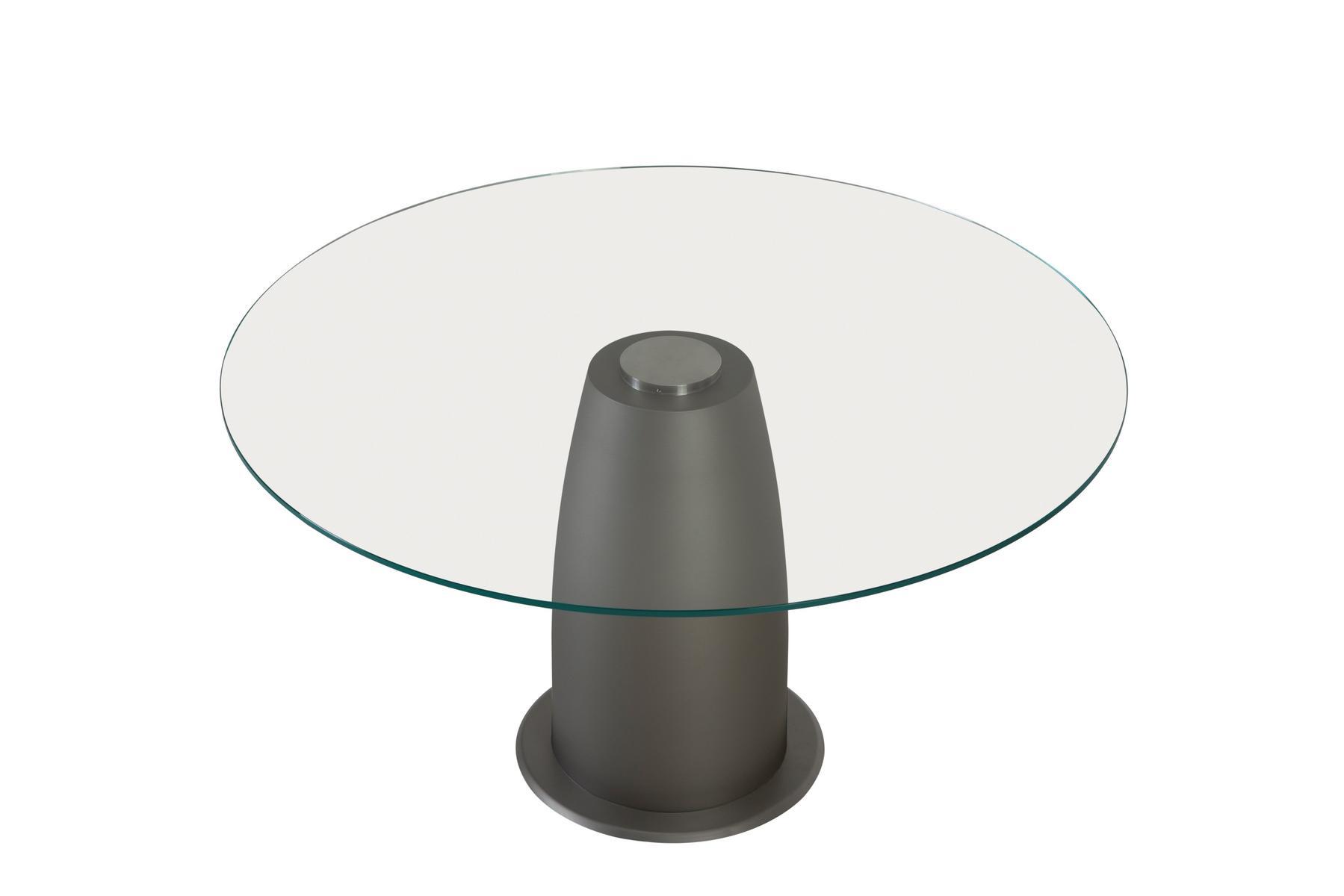 DUCA Round glass table with painted steel base