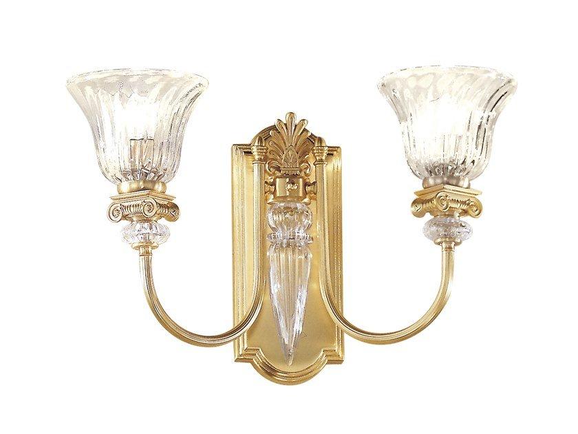 NATASCIA 27077/A2 Satin gold plated wall light with crystal