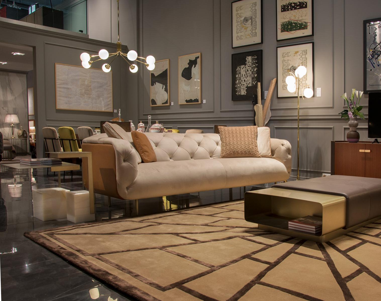 OVERSEAS/A 3 seater tufted velvet sofa