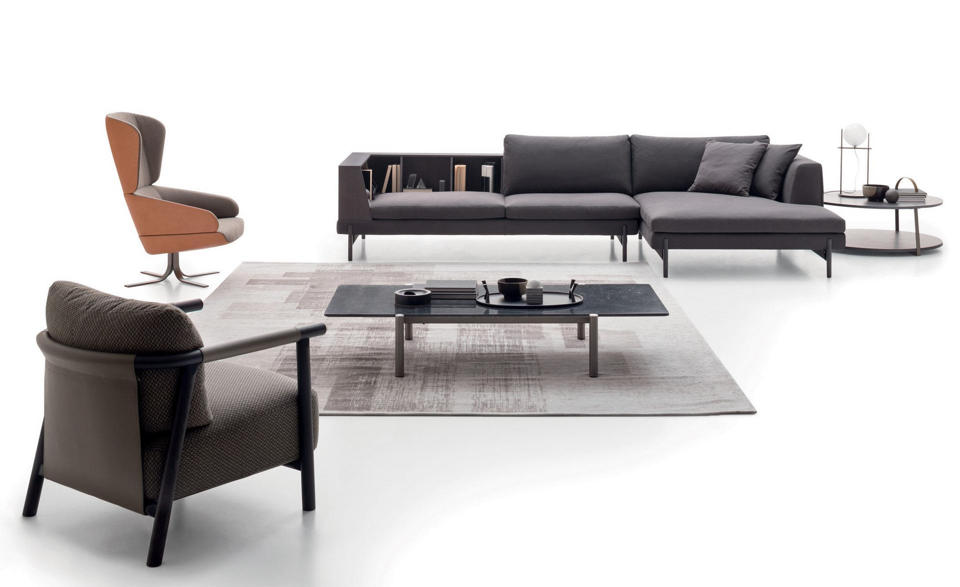 CUT Wing fabric armchair with 4-spoke base