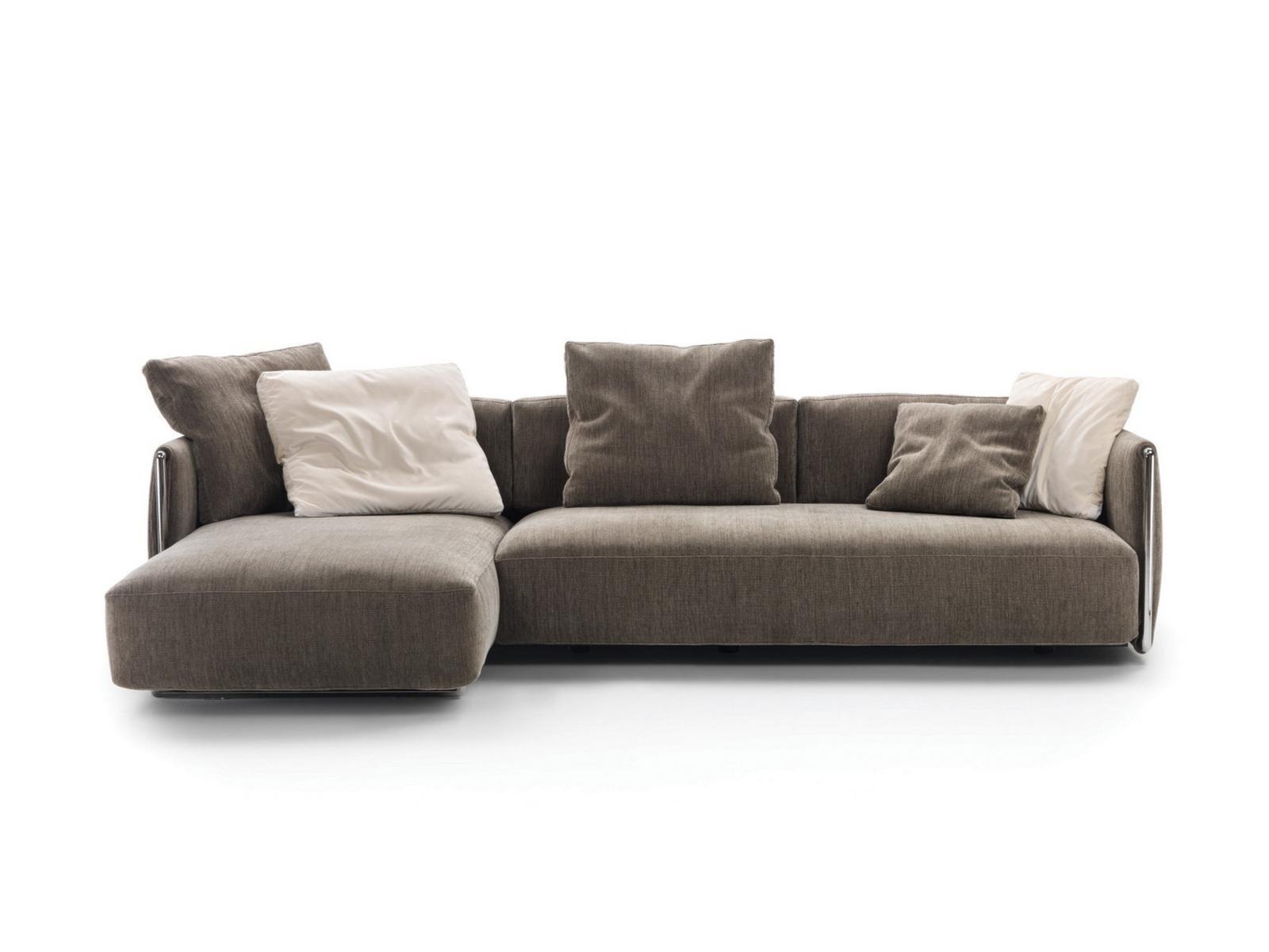 EDMOND Sectional fabric sofa with chaise longue