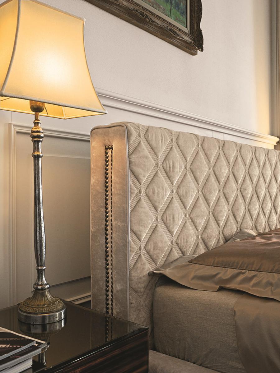 HELMUT Nabuk bed with upholstered headboard