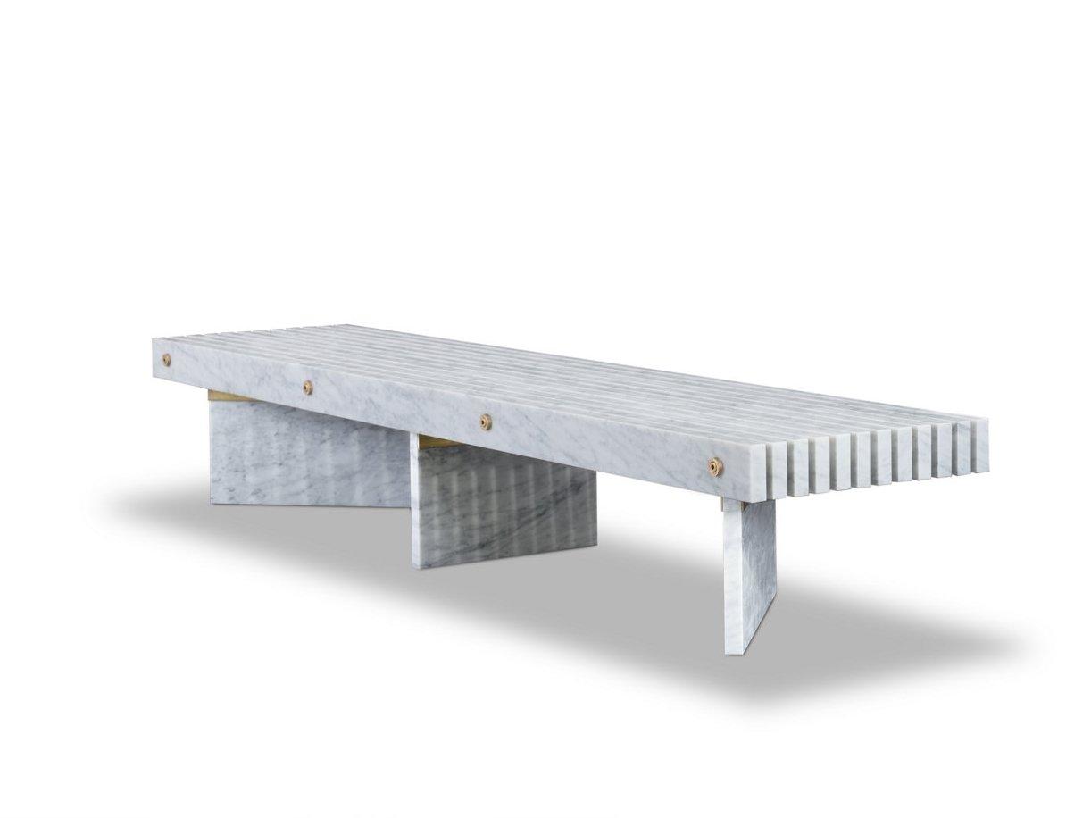 RAIL Rectangular marble coffee table