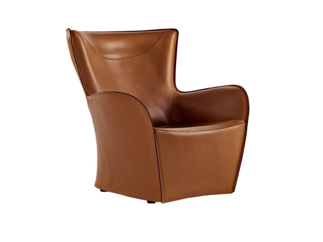 MANDRAGUE Bergere leather armchair with armrests